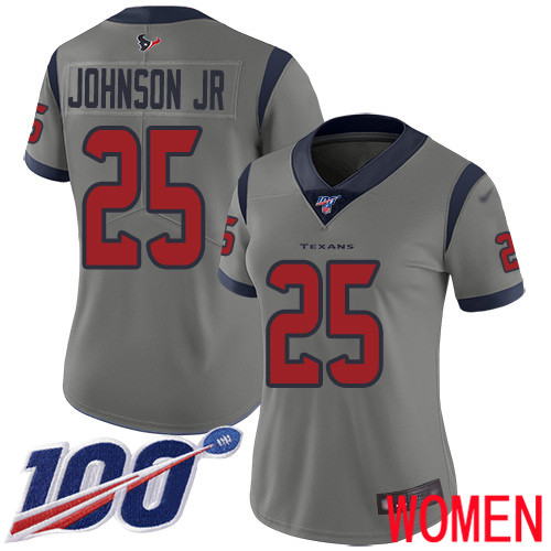 Houston Texans Limited Gray Women Duke Johnson Jr Jersey NFL Football #25 100th Season Inverted Legend->youth nfl jersey->Youth Jersey